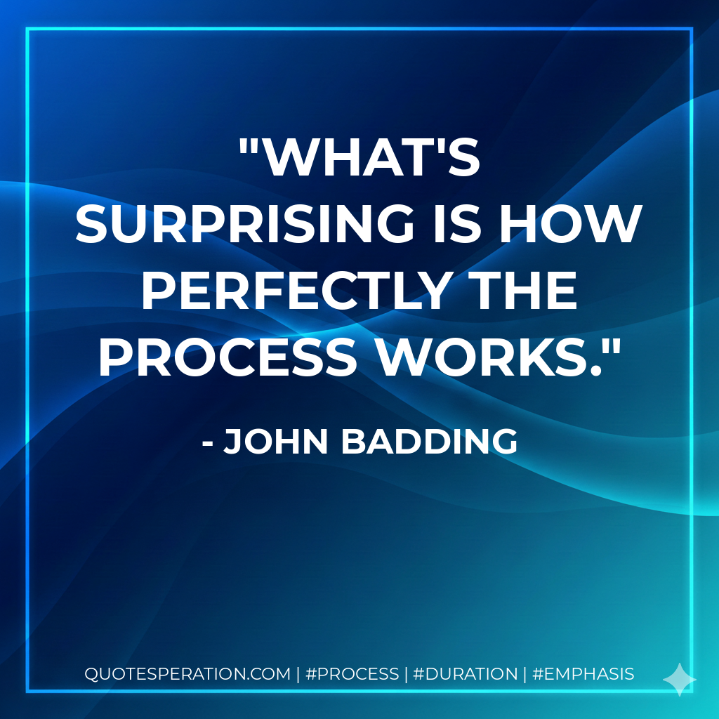 What's surprising is how perfectly the process works. - John Badding