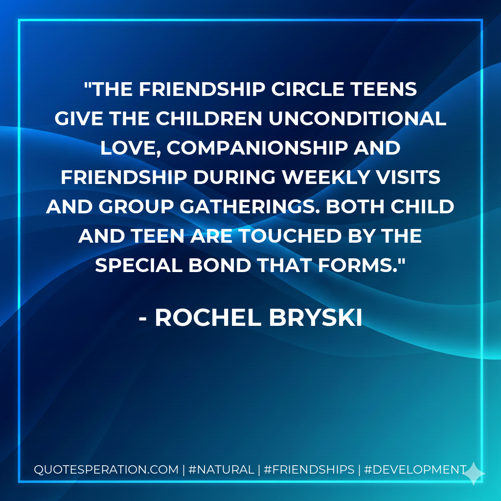 The Friendship Circle teens give the children unconditional love, companionship and friendship during weekly visits and group gatherings. Both child and teen are touched by the special bond that forms.