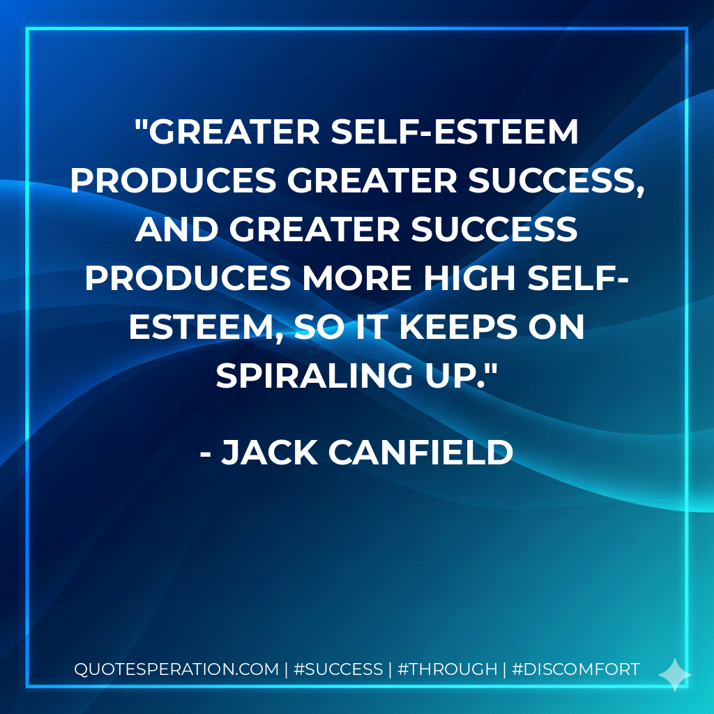 Greater self-esteem produces greater success, and greater success produces more high self-esteem, so it keeps on spiraling up. - Jack Canfield