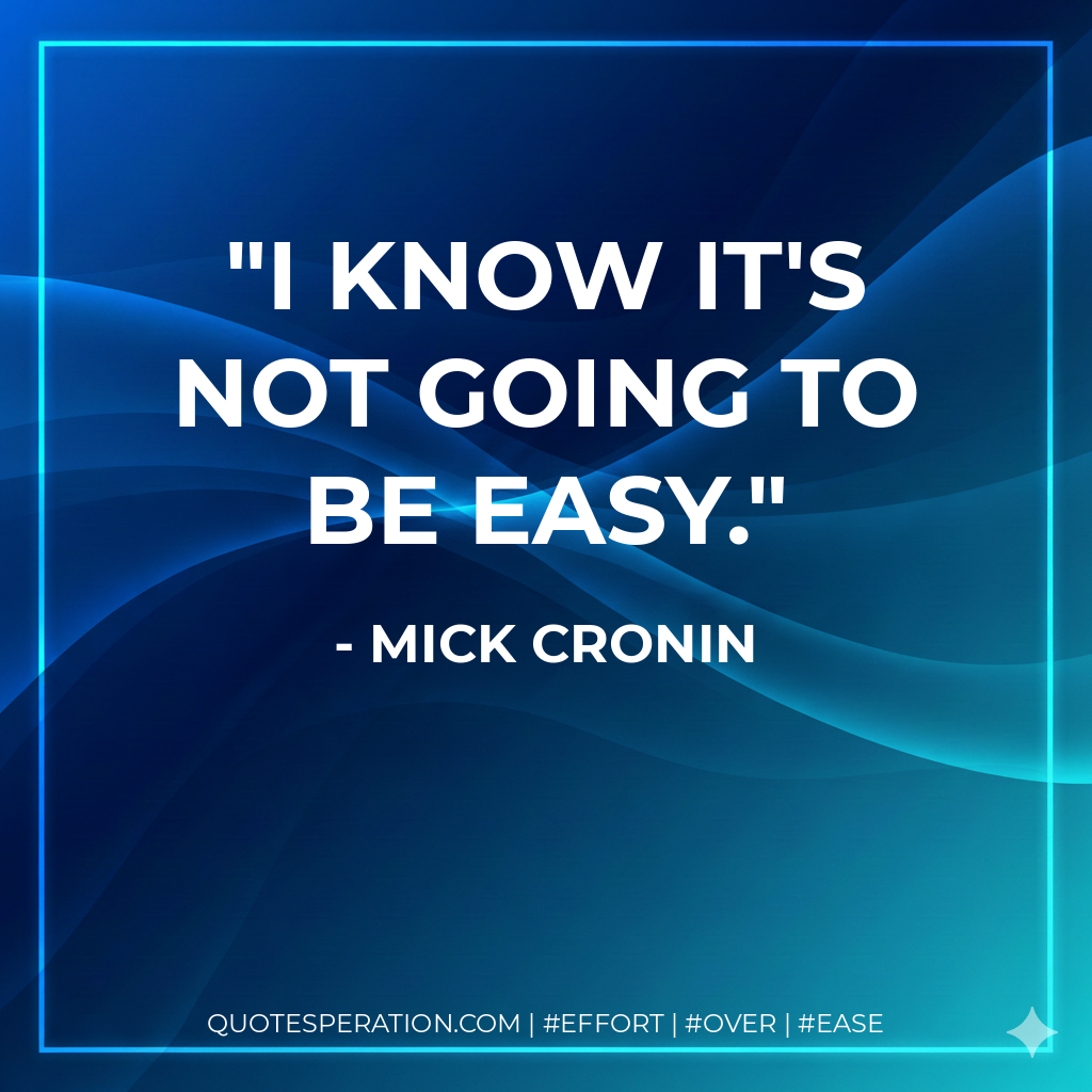 I know it's not going to be easy. - Mick Cronin