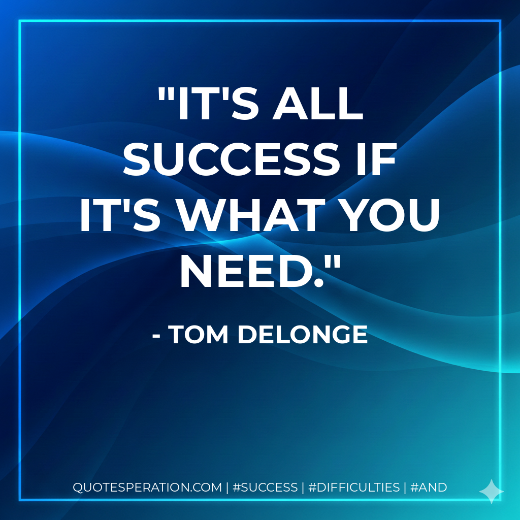 It's all success if it's what you need. - Tom DeLonge