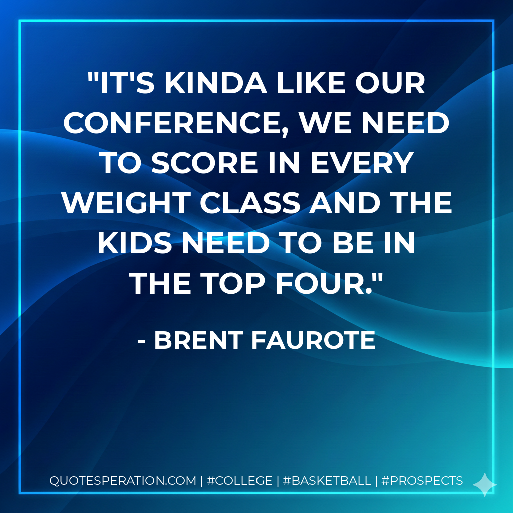 It's kinda like our conference, we need to score in every weight class and the kids need to be in the top four.