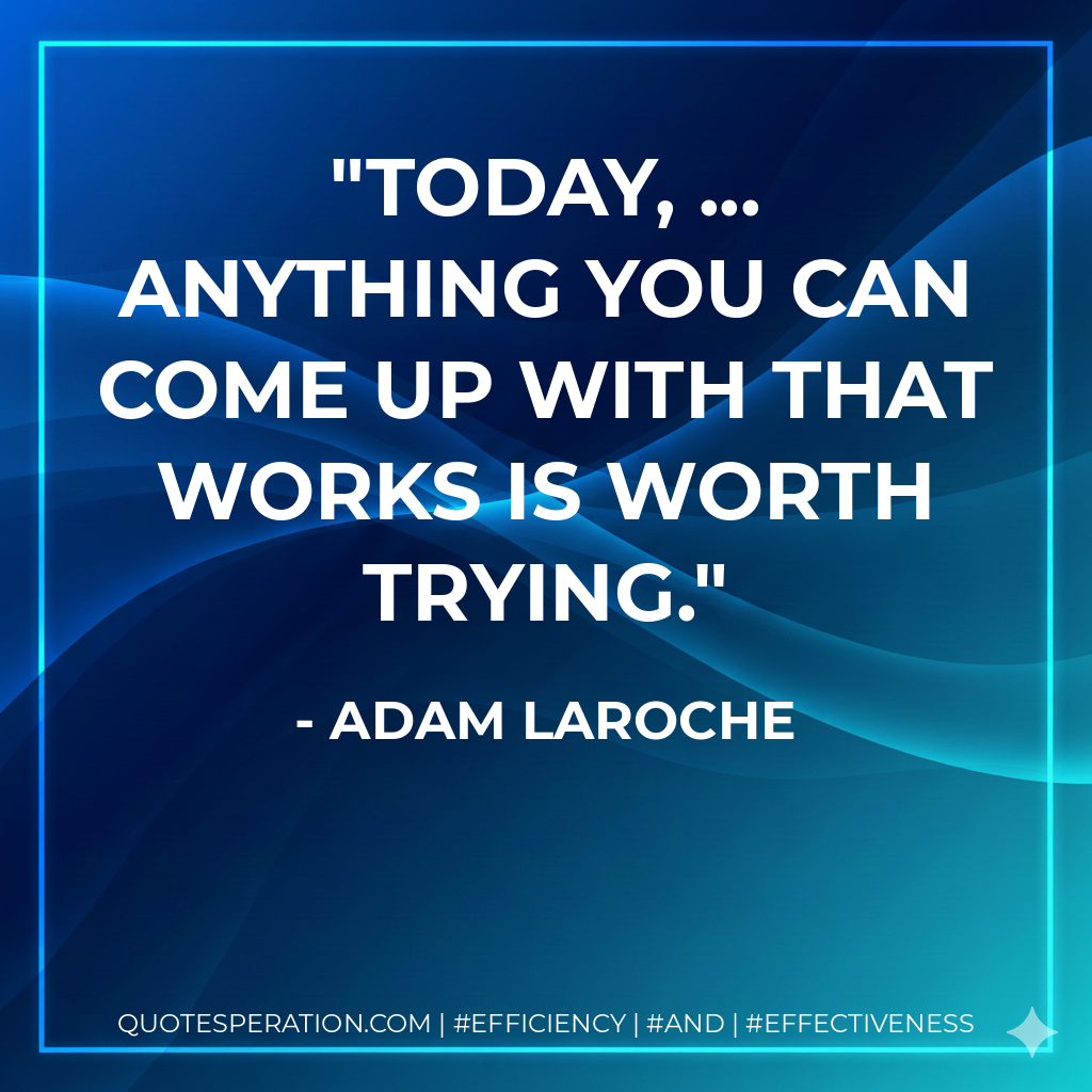 Today, ... anything you can come up with that works is worth trying. - Adam LaRoche