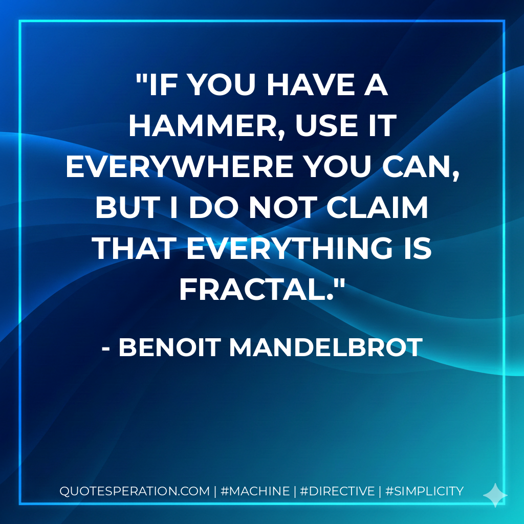 If you have a hammer, use it everywhere you can, but I do not claim that everything is fractal. - Benoit Mandelbrot