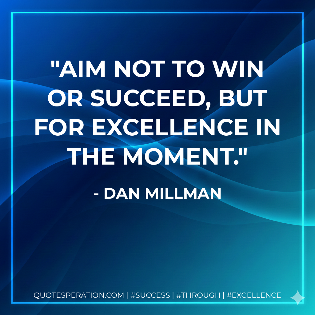 Aim not to win or succeed, but for excellence in the moment. - Dan Millman