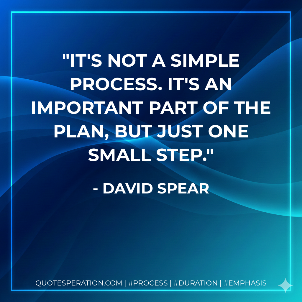 It's not a simple process. It's an important part of the plan, but just one small step. - David Spear
