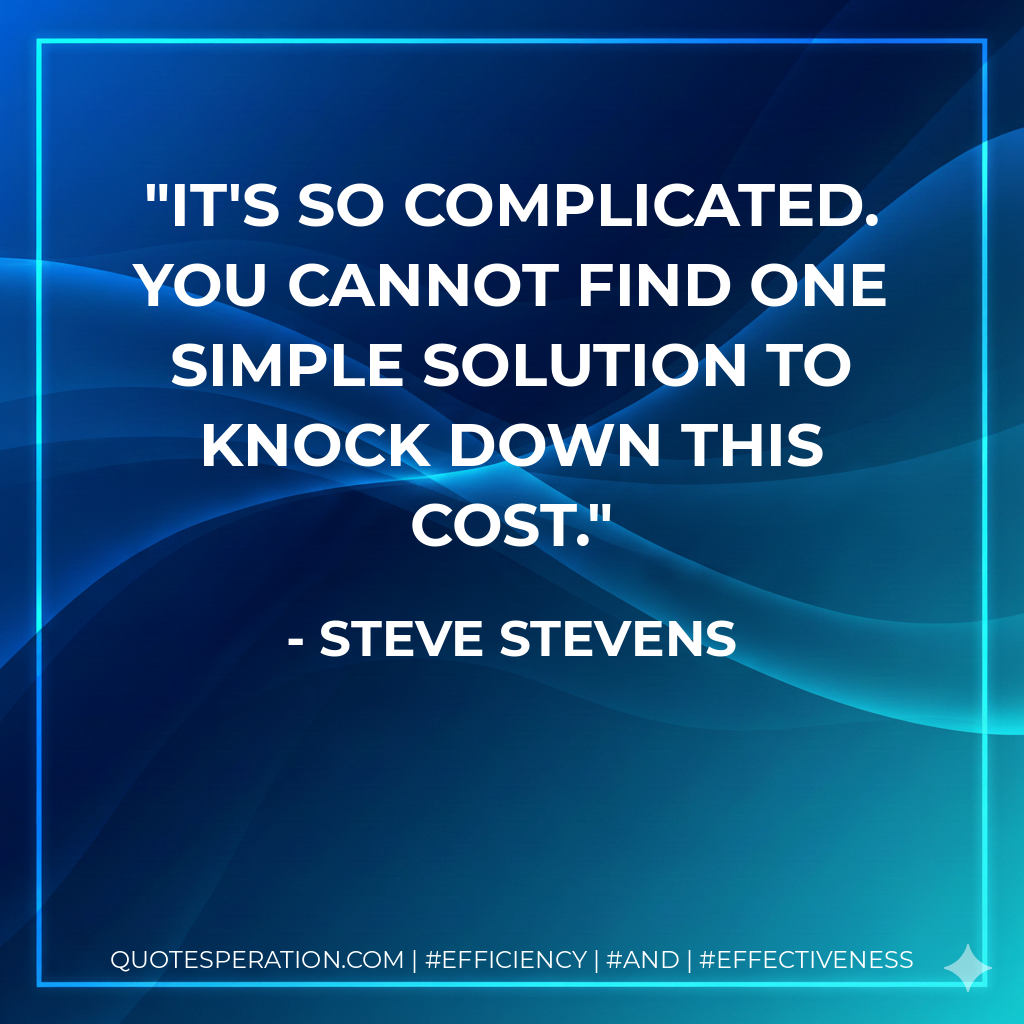 It's so complicated. You cannot find one simple solution to knock down this cost. - Steve Stevens