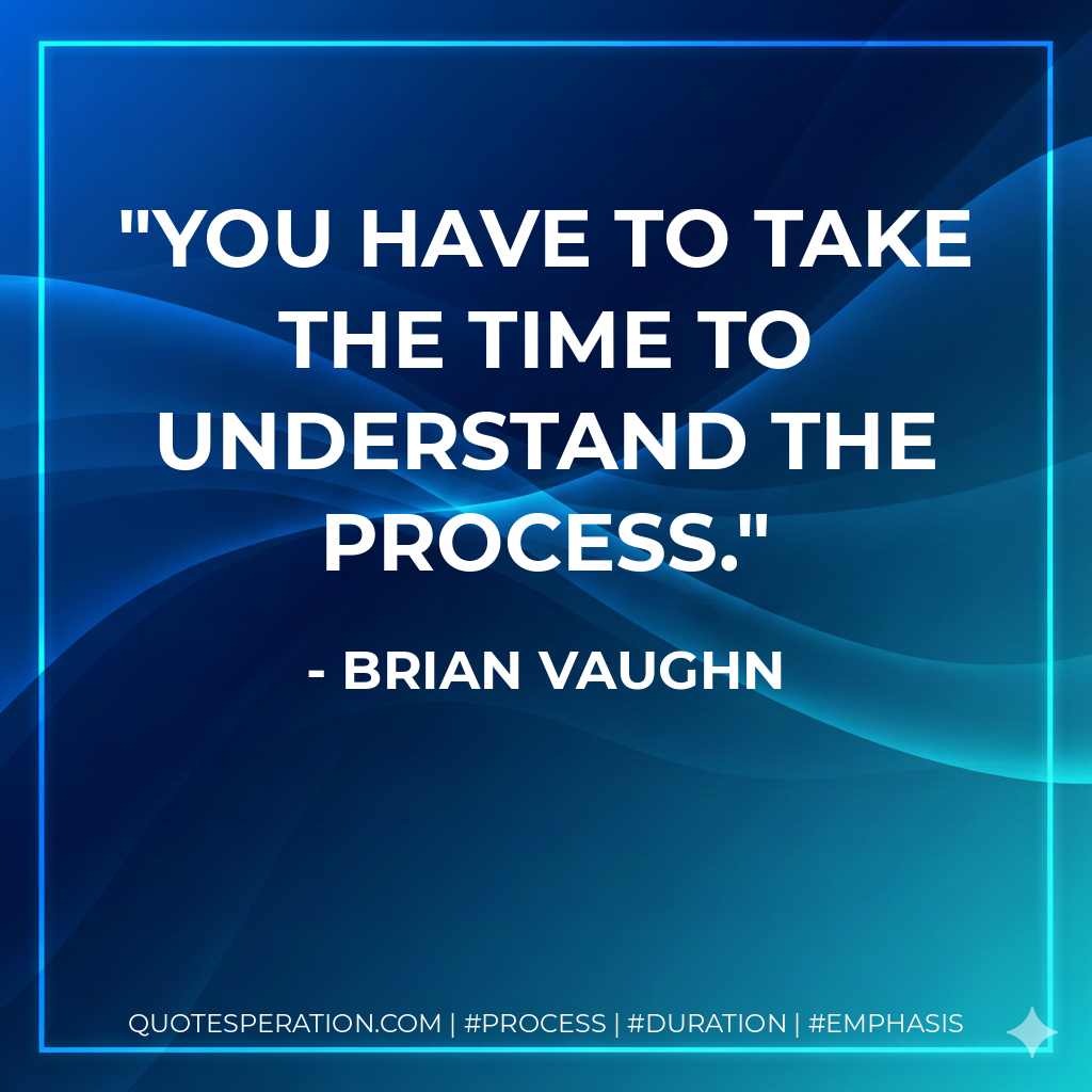 You have to take the time to understand the process. - Brian Vaughn