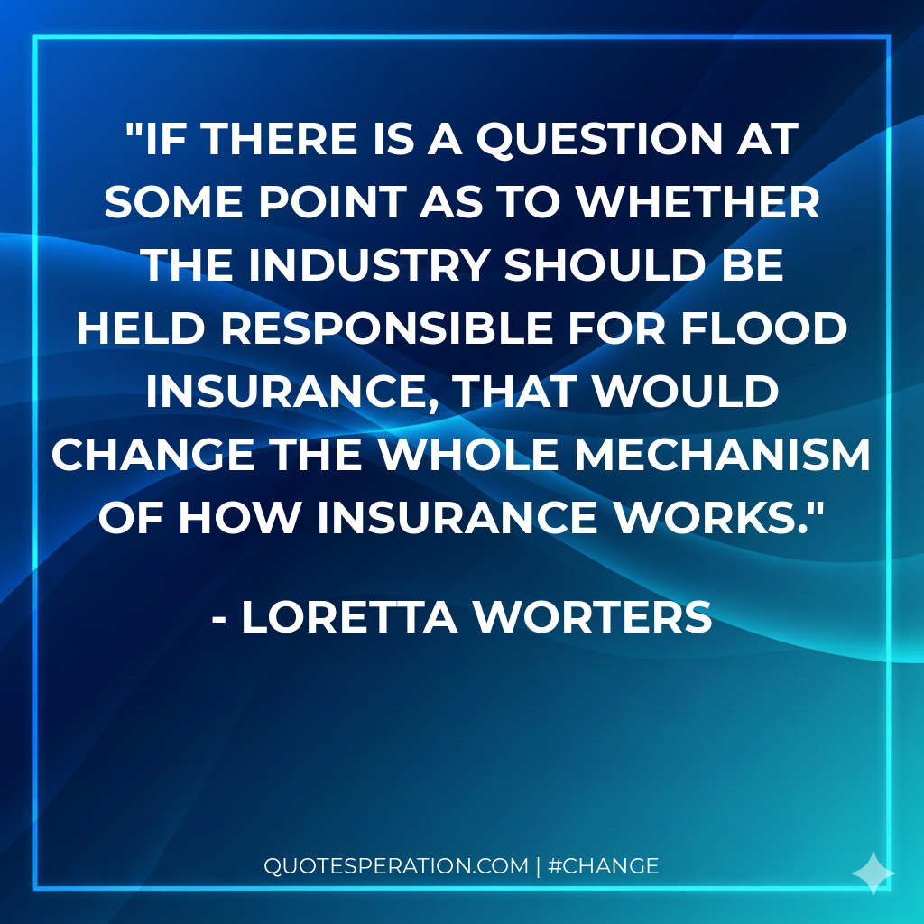 If there is a question at some point as to whether the industry should be held responsible for flood insurance, that would change the whole mechanism of how insurance works.