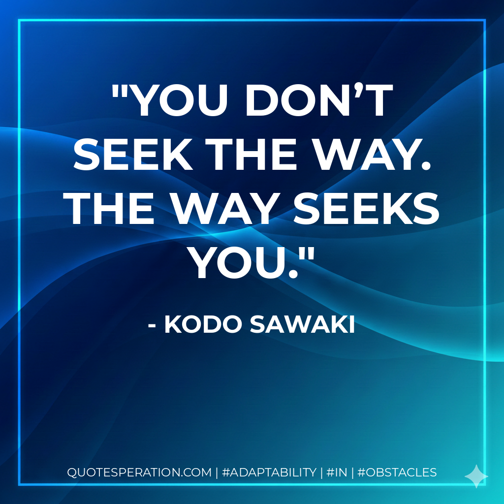 You don’t seek the way. The way seeks you.