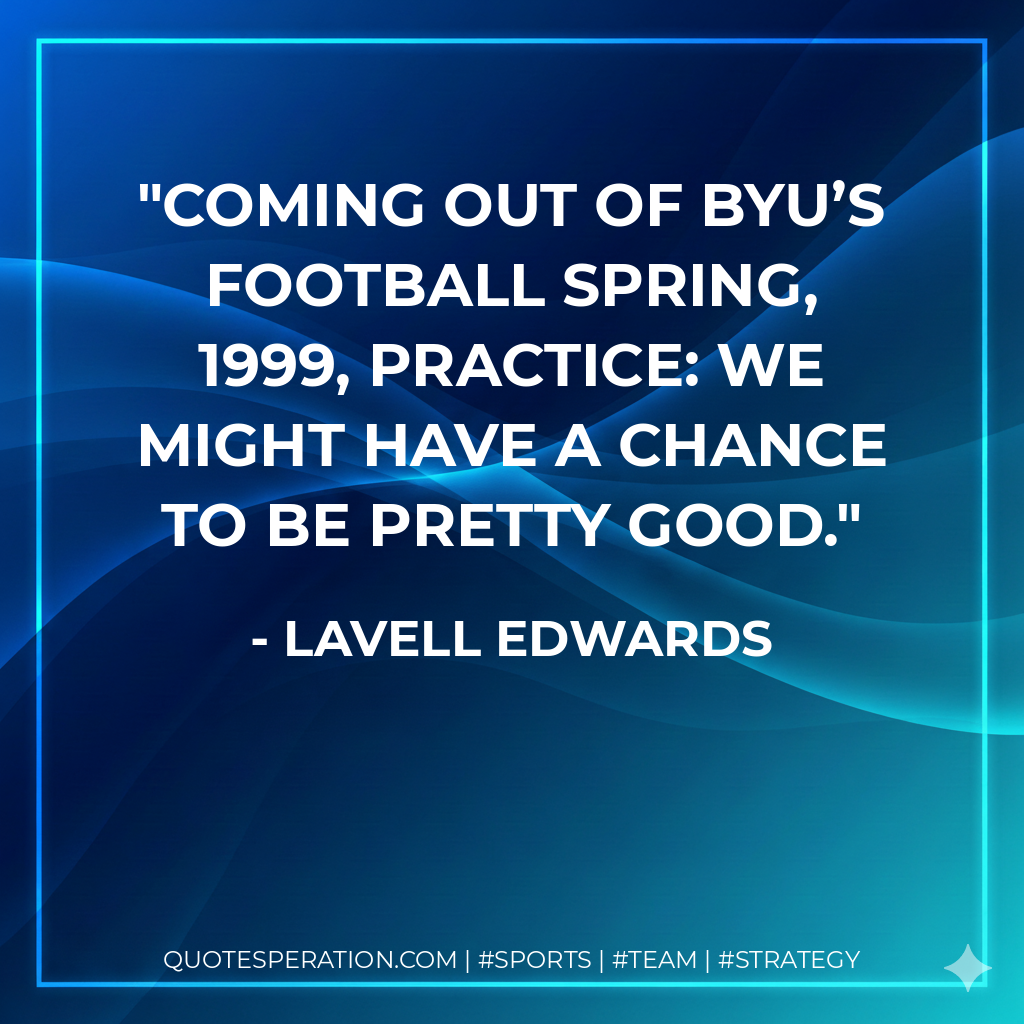 Coming out of BYU’s football spring, 1999, practice: We might have a chance to be pretty good.