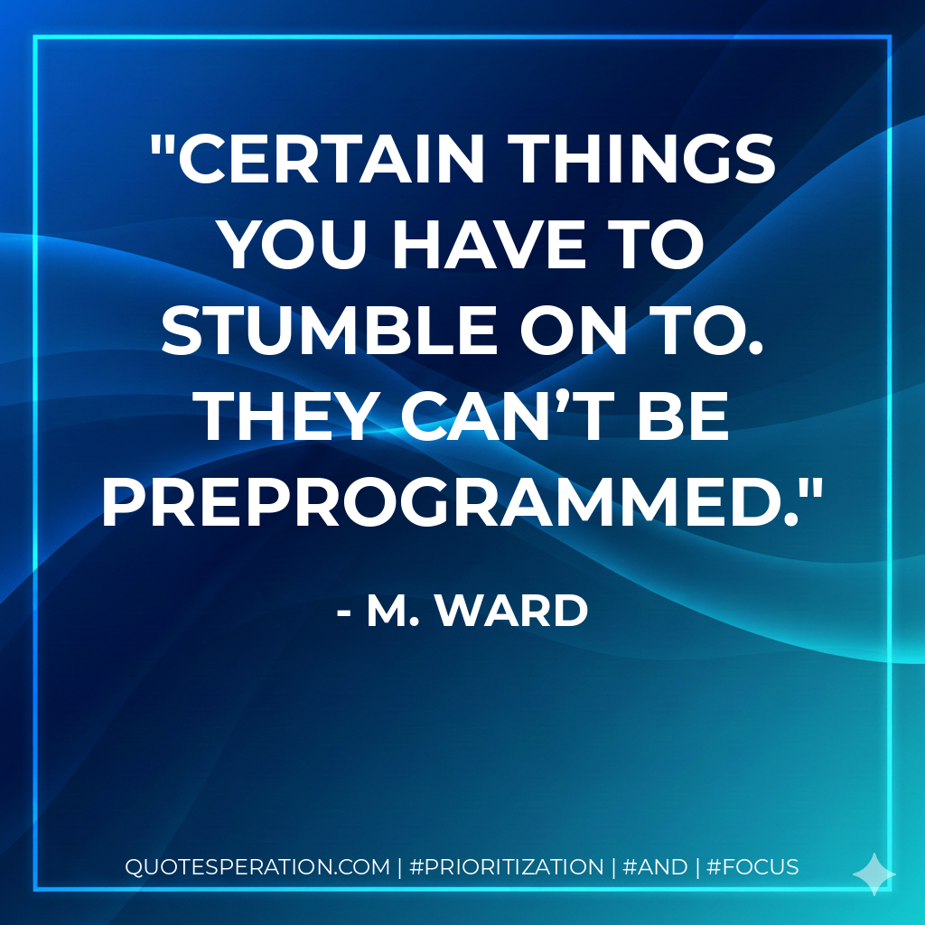 Certain things you have to stumble on to. They can’t be preprogrammed. - M. Ward