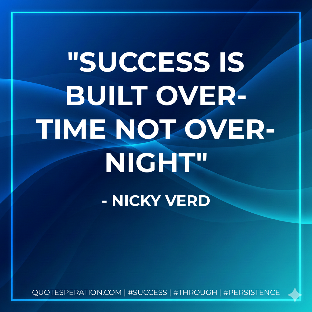 Success is built over-time not over-night - Nicky Verd