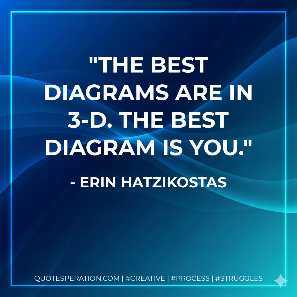 The best diagrams are in 3-D. The best diagram is you. - Erin Hatzikostas