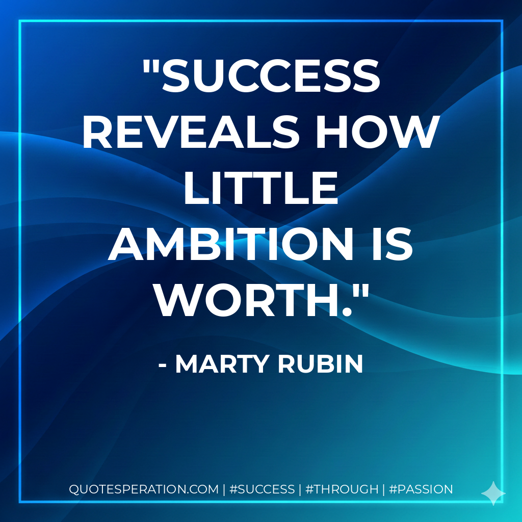 Success reveals how little ambition is worth. - Marty Rubin