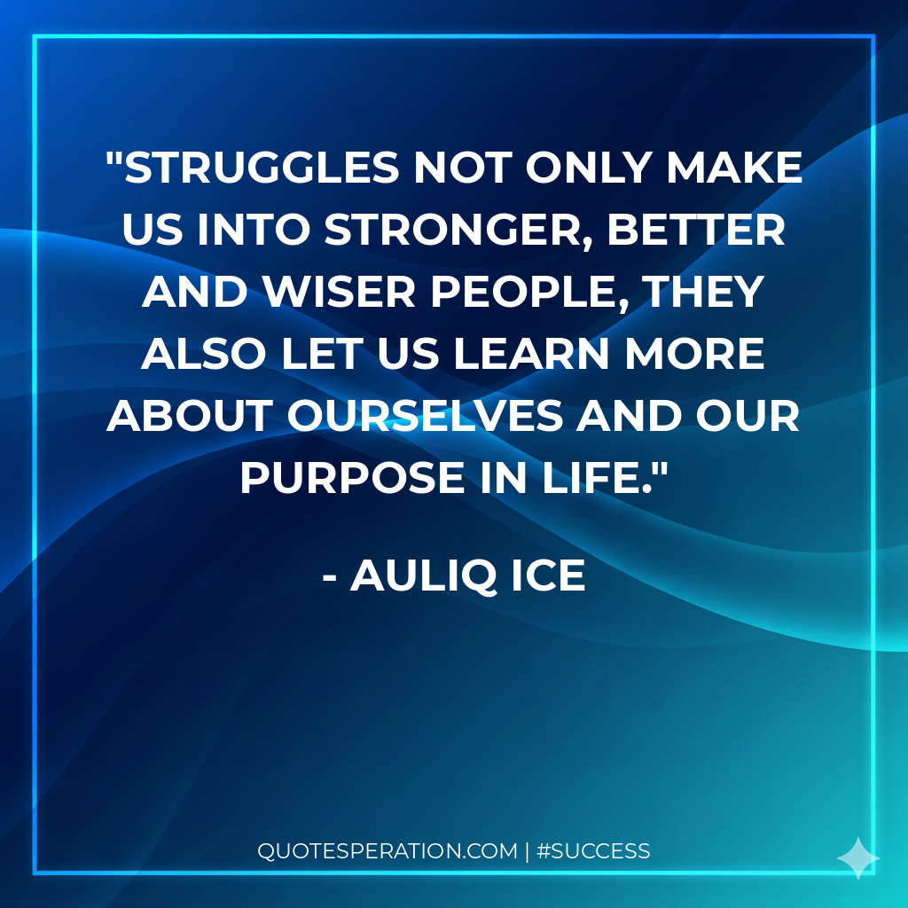 Struggles not only make us into stronger, better and wiser people, they also let us learn more about ourselves and our purpose in life.
