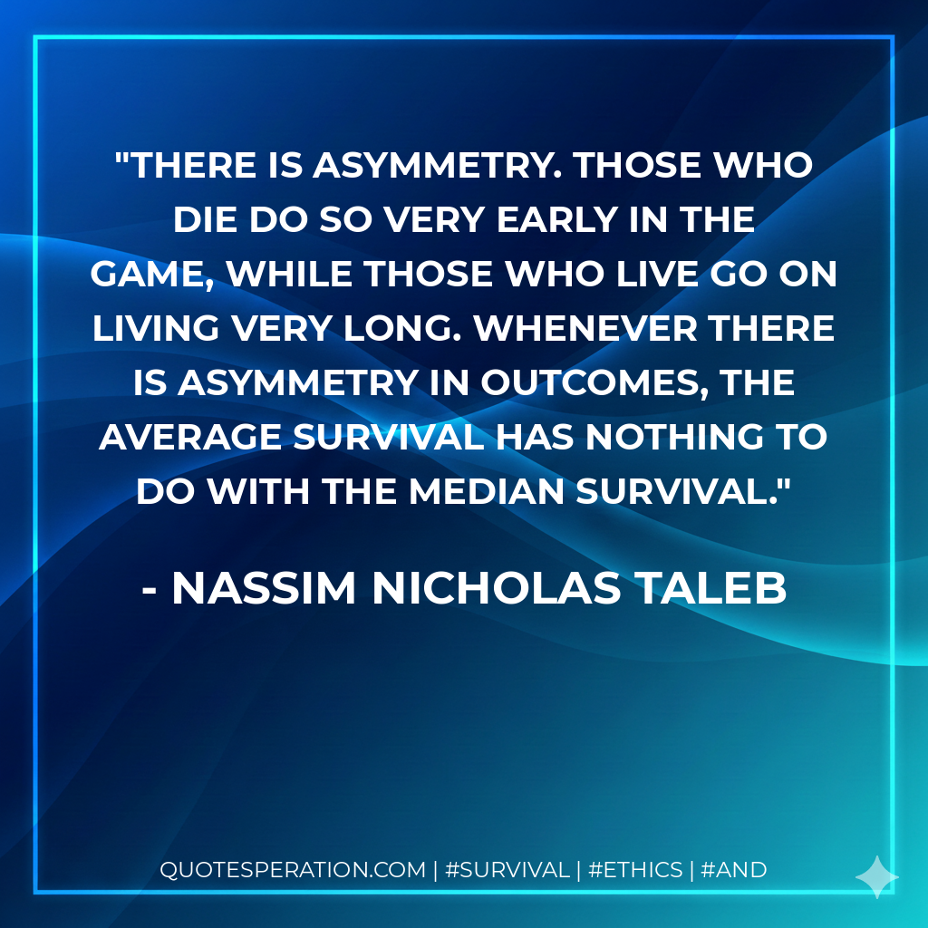 There is asymmetry. Those who die do so very early in the game, while those who live go on living very long. Whenever there is asymmetry in outcomes, the average survival has nothing to do with the median survival.